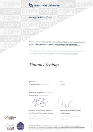 Bachelor Certificate - Thomas Schings