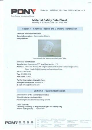 Condensation Silicone-MSDS | PDF