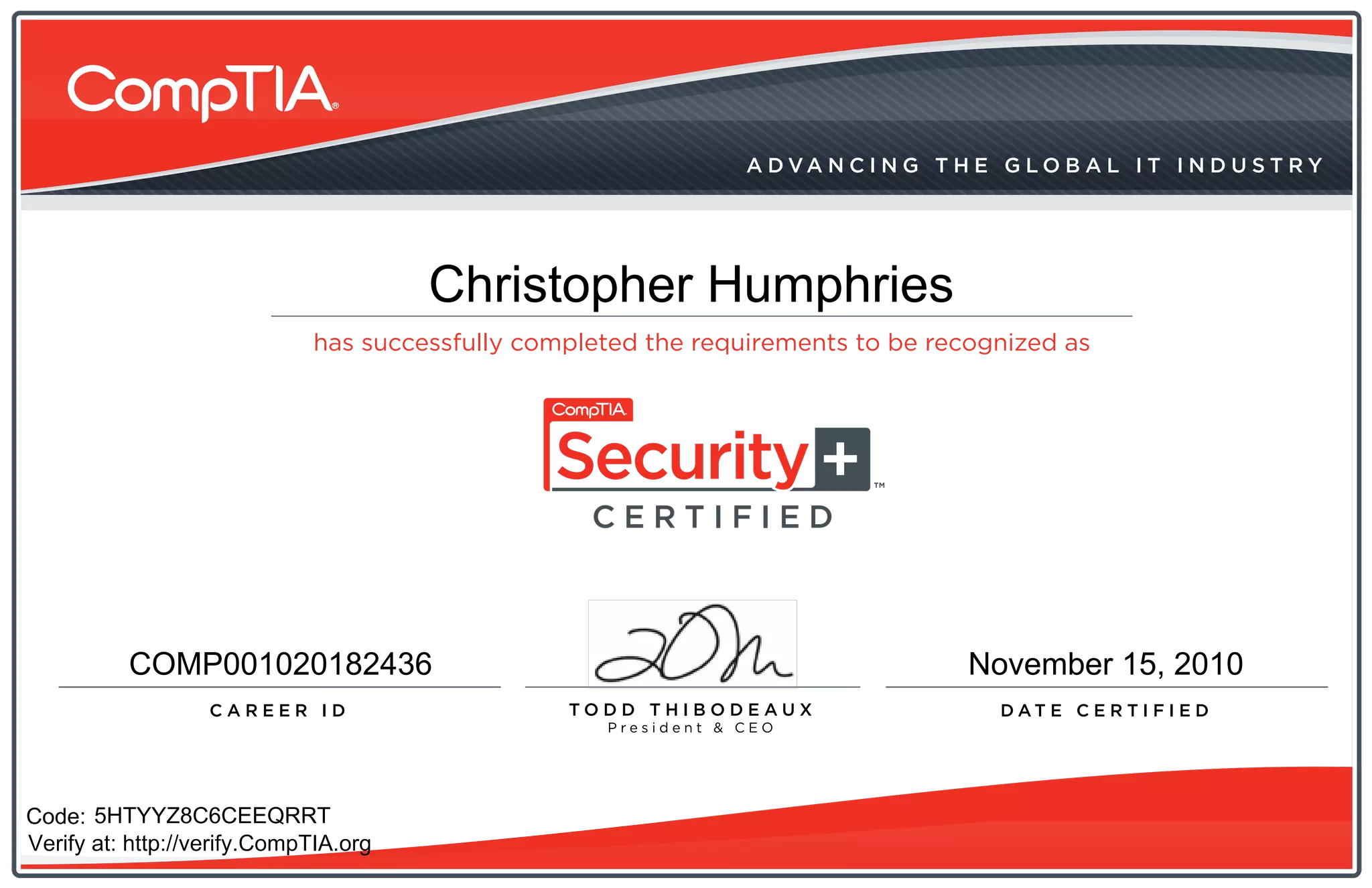 CompTIA Security+ (2008 edition) certificate | PDF