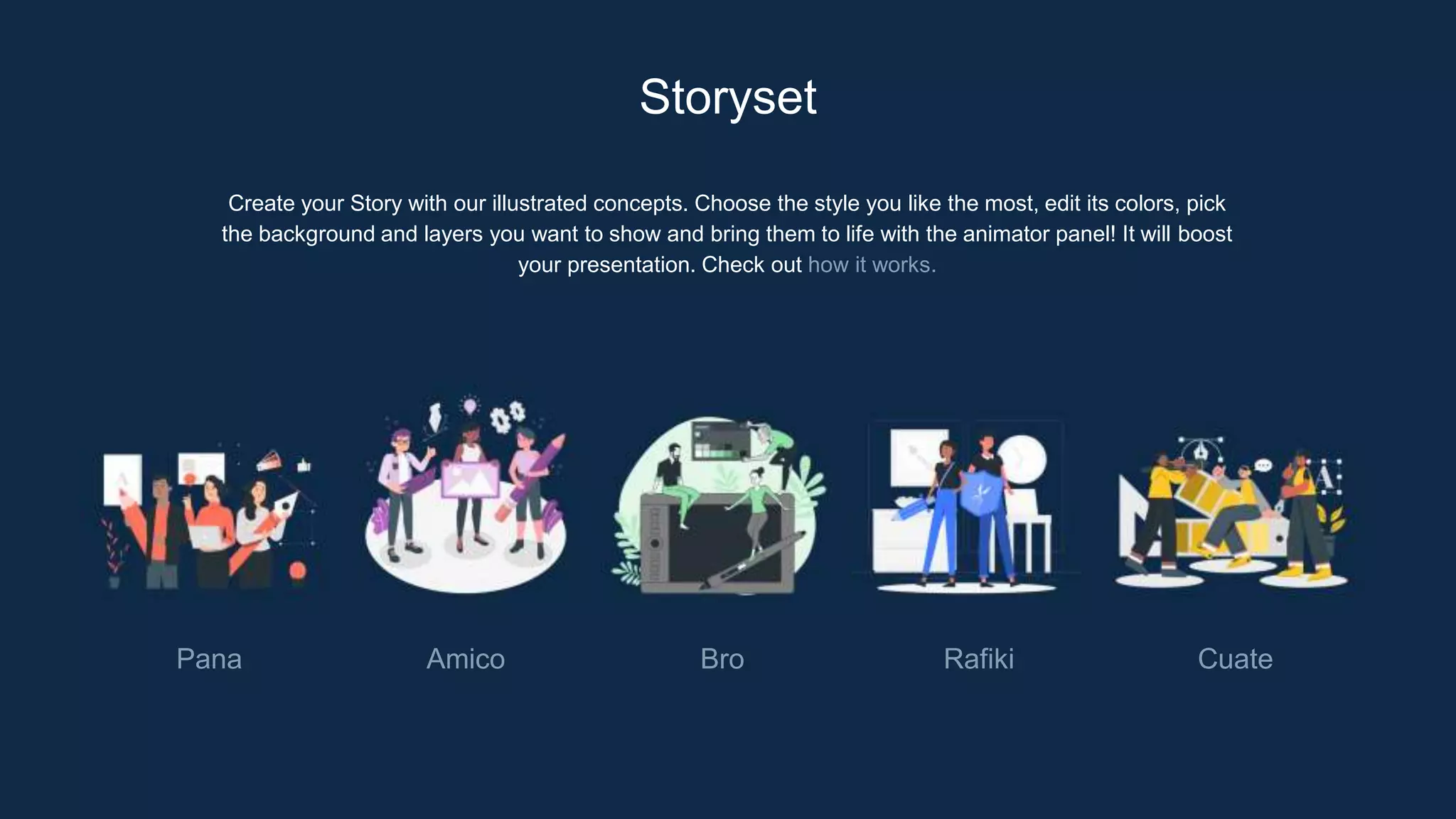 Create your Story with our illustrated concepts. Choose the style you like the most, edit its colors, pick
the background and layers you want to show and bring them to life with the animator panel! It will boost
your presentation. Check out how it works.
Pana Amico Bro Rafiki Cuate
Storyset
 