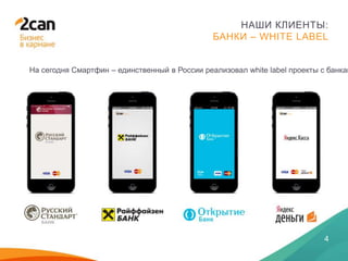 28 ЯНВАРЯ 2014
4
НАШИ КЛИЕНТЫ:
БАНКИ – WHITE LABEL
На сегодня Смартфин – единственный в России реализовал white label проекты с банкам
 
