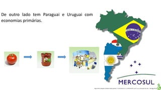 Apresentação elaborada pela Professora FERNANDA LOPES, disciplina de Geografia
De outro lado tem Paraguai e Uruguai com
economias primárias.
 