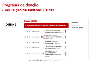 ONLINE
Programa de doação
- Aquisição de Pessoas Físicas
 