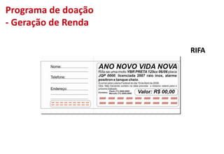 Programa de doação
- Geração de Renda
RIFA
 