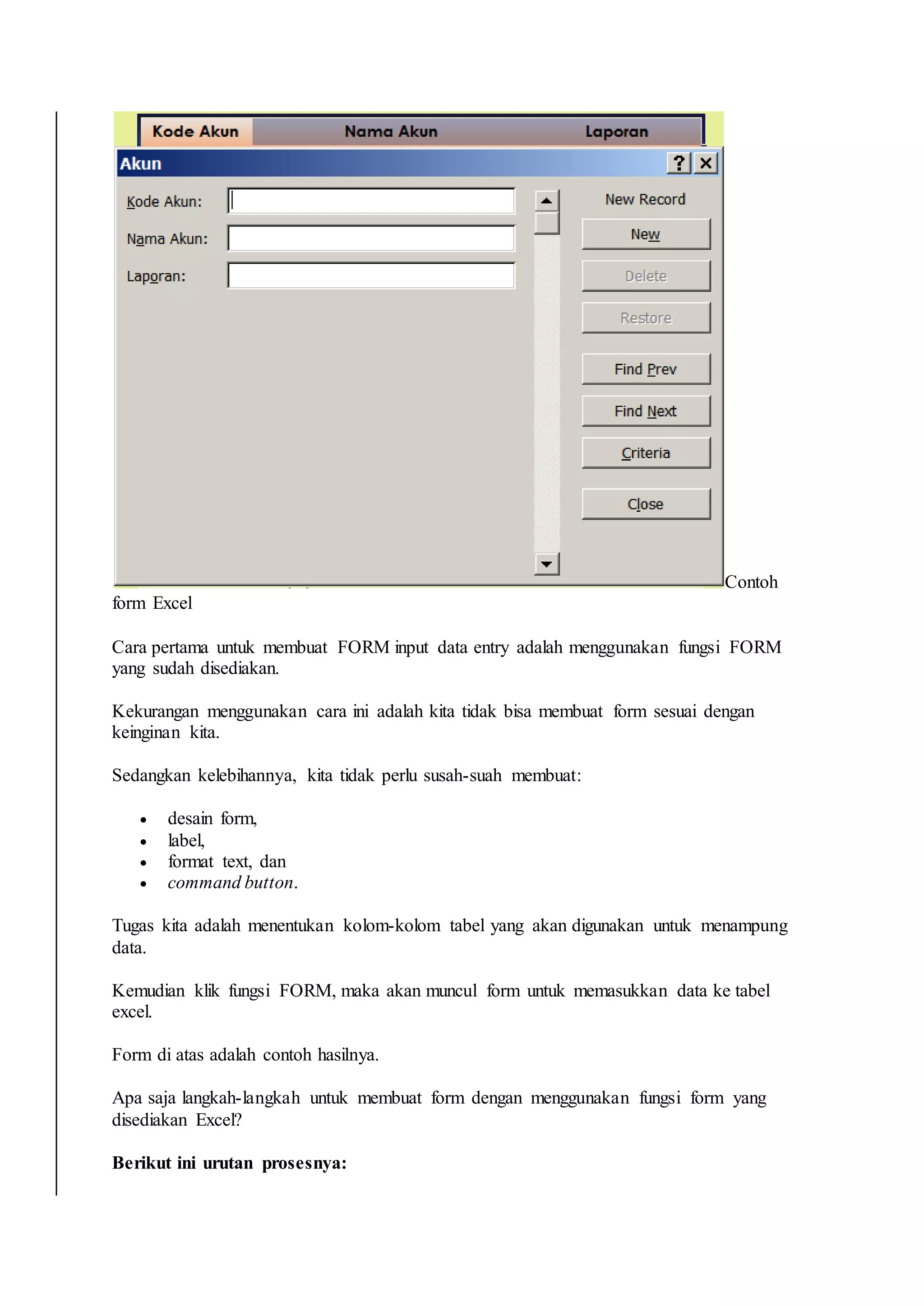 2 cara sederhana dan mudah membuat form input data dengan excel | DOCX