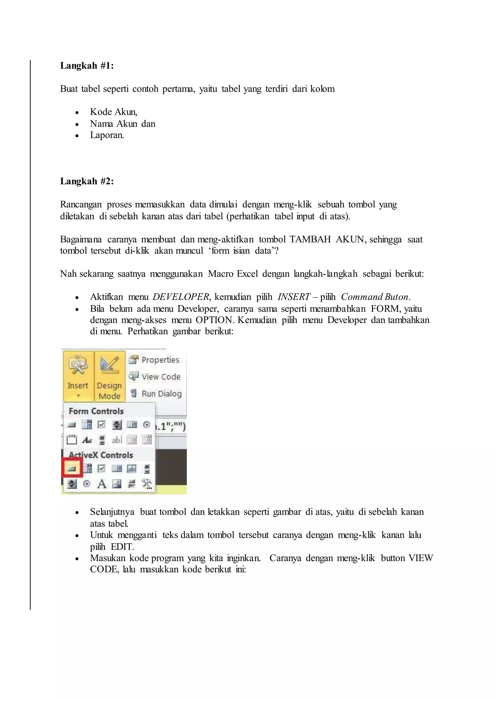 2 cara sederhana dan mudah membuat form input data dengan excel | DOCX