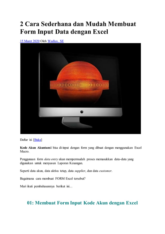 2 cara sederhana dan mudah membuat form input data dengan excel | DOCX