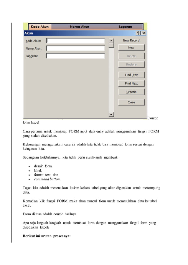 2 cara sederhana dan mudah membuat form input data dengan excel | DOCX