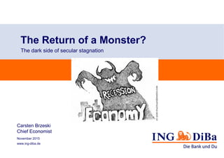 The Return of a Monster?
The dark side of secular stagnation
November 2015
www.ing-diba.de
Carsten Brzeski
Chief Economist
 