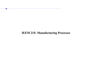 IEEM 215: Manufacturing Processes
 