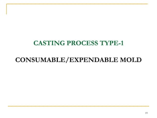CASTING PROCESS TYPE-1
CONSUMABLE/EXPENDABLE MOLD
19
 