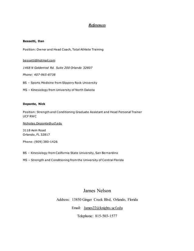 James Nelson Strength and Conditioning - James Nelson Strength And Conditioning Resume 2 638 