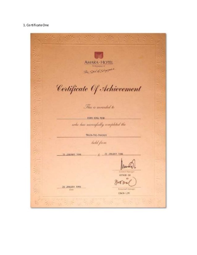 singapore hotel training certificates