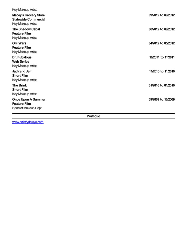 Danielle Donahue Resume Pdf Makeup And Accessories Beauty