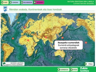 Mendien eraketa. Kontinenteak eta itsas hondoak Itsaspeko sumendiek Sumendi-arkipelagoak sorraraz ditzakete  ITZULI GEHIAGO JAKITEKO SAKATU PUNTU GORRIAK  