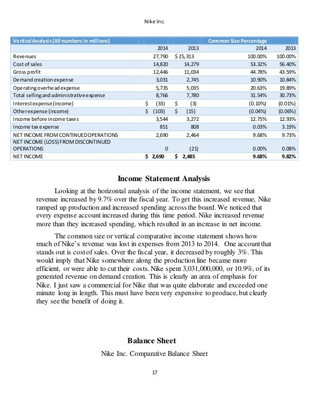 nike balance sheet