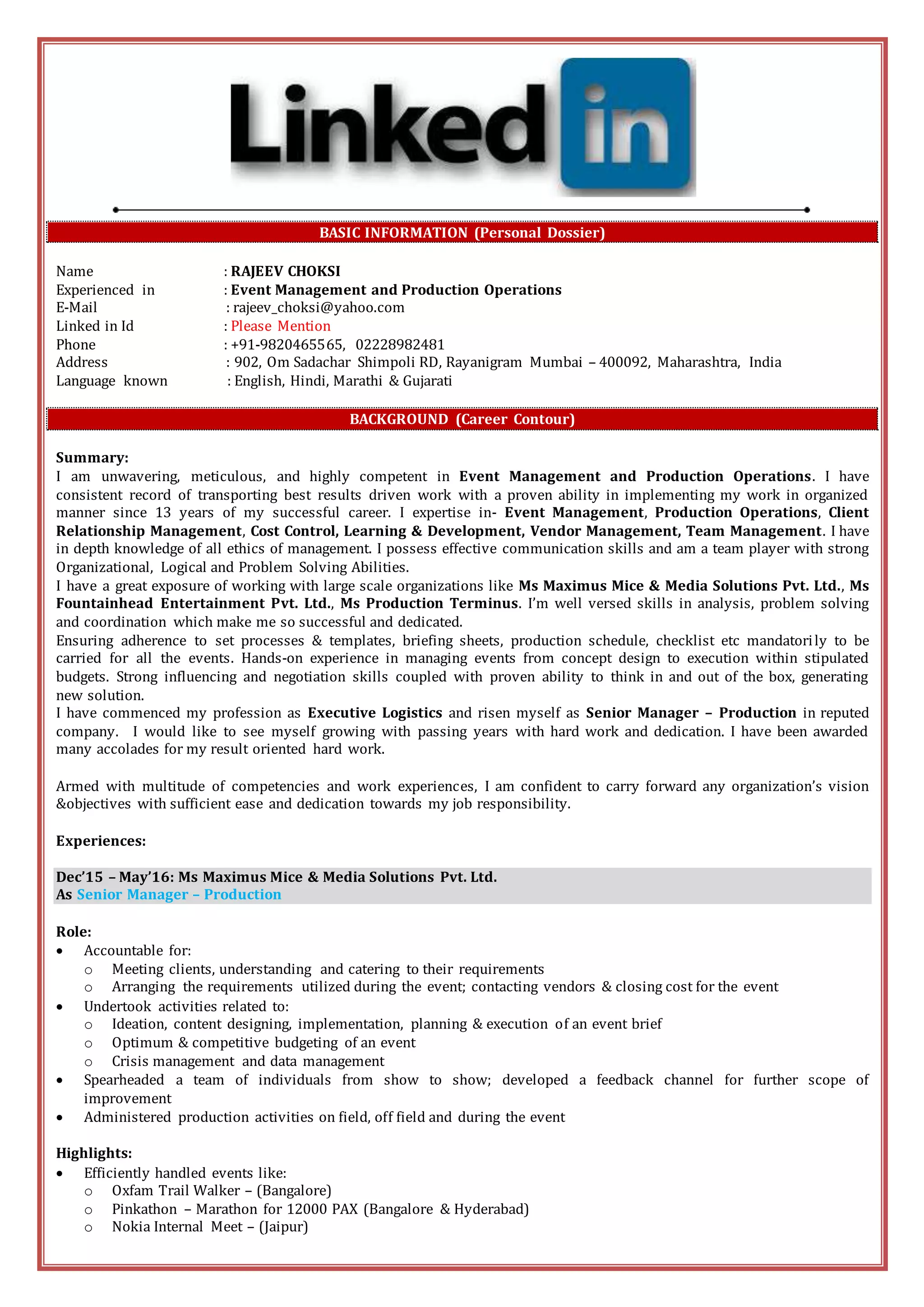 Rajeev Choksi_Social Media Profile | PDF