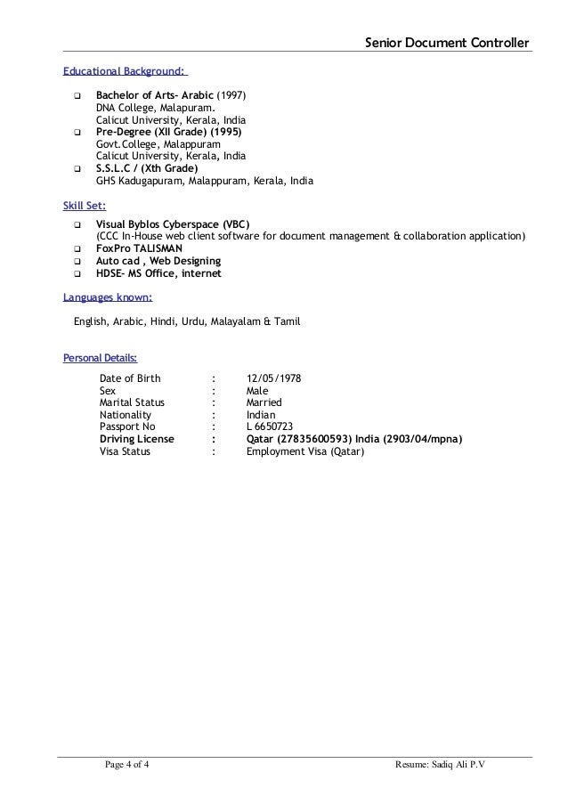 Sadiq-CV- Document Controller