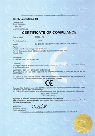 Certificate Of Compliance (CE)