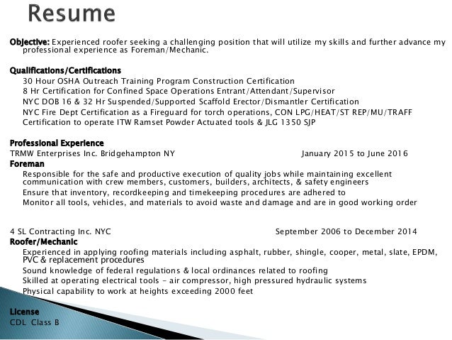 buddy job description in power point roofer description