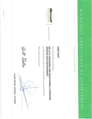 Certificate MS-2273 April 2009