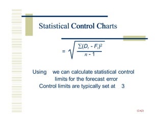 Statistical Control Charts
(Dt - Ft)2
= n - 1
Using we can calculate statistical control
limits for the forecast error
Control limits are typically set at 3
12-621
Statistical Control Ch
 