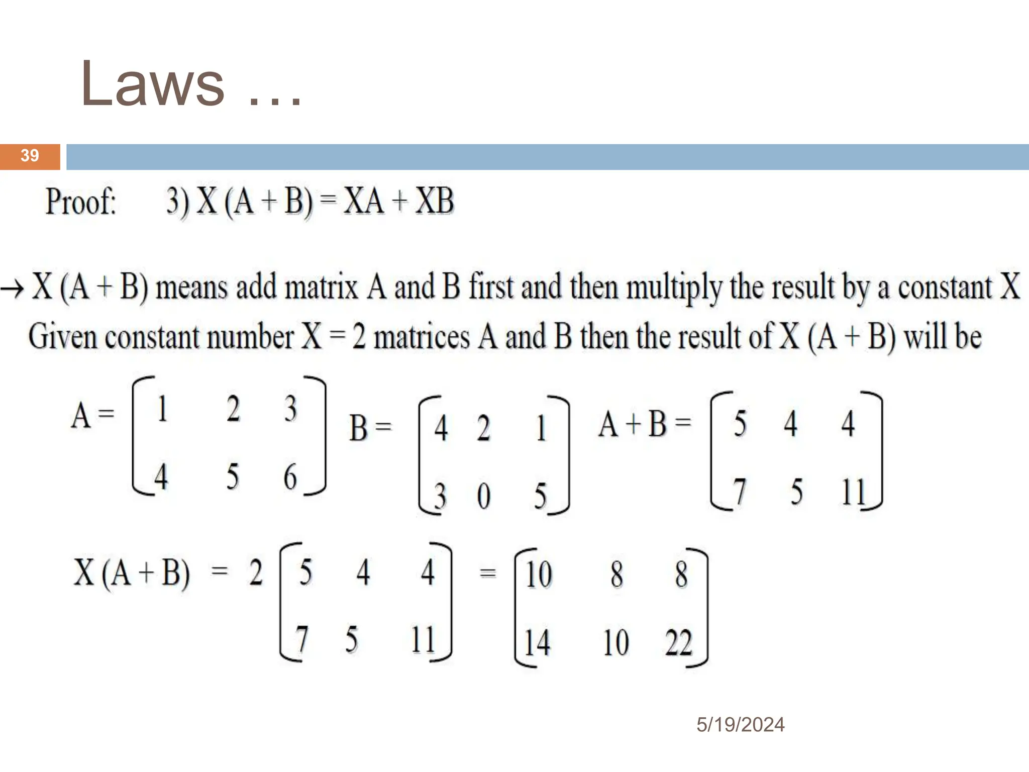 Laws …
39
5/19/2024
 