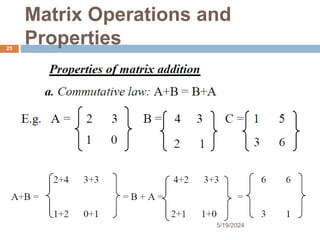 Matrix Operations and
Properties
25
5/19/2024
 