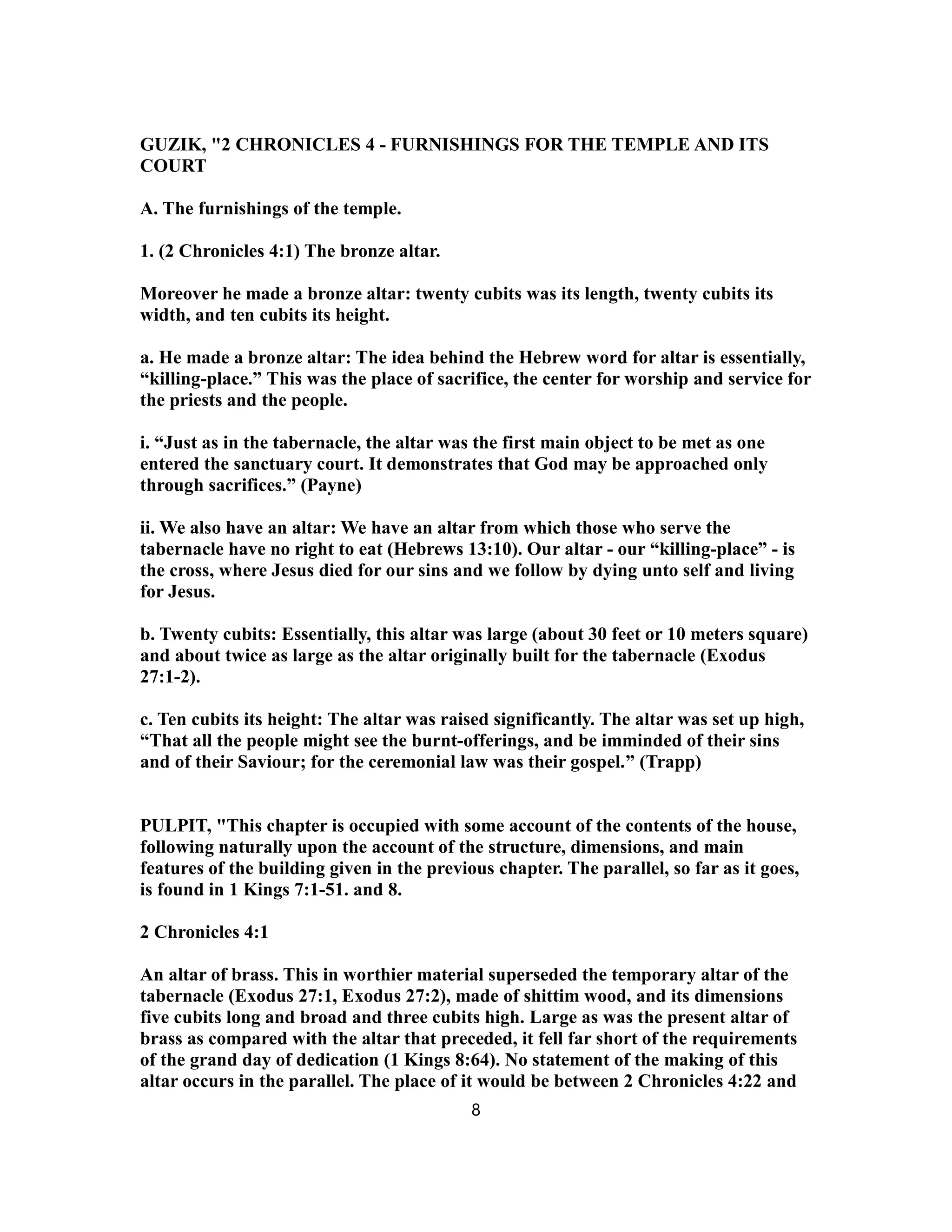 2 chronicles 4 commentary | PDF