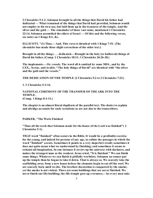 2 Chronicles 5 Commentary 2 Chronicles 5 Commentary