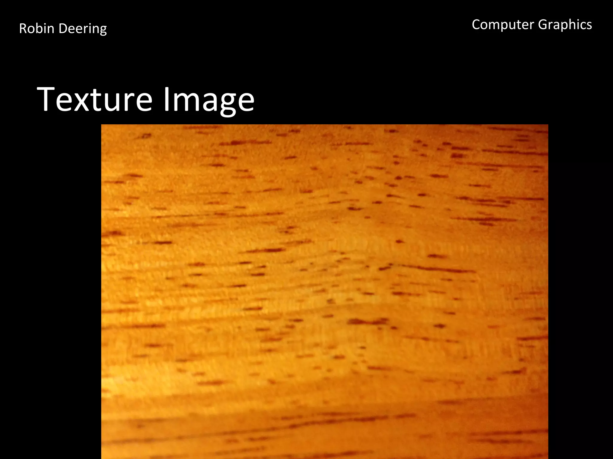 Robin	
  Deering	
   Computer	
  Graphics	
  
Texture	
  Image	
  
 
