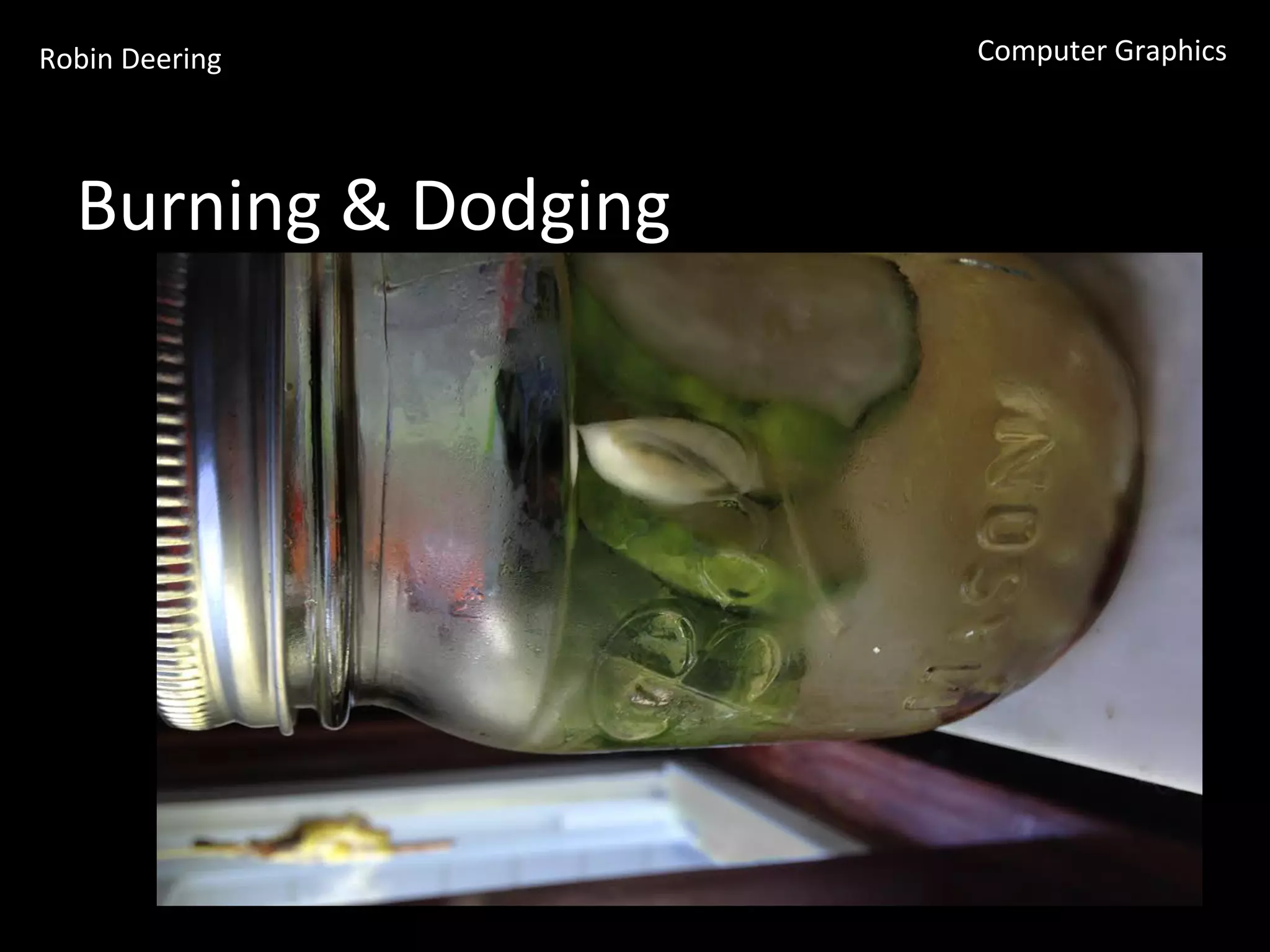 Robin	
  Deering	
   Computer	
  Graphics	
  
Burning	
  &	
  Dodging	
  
 