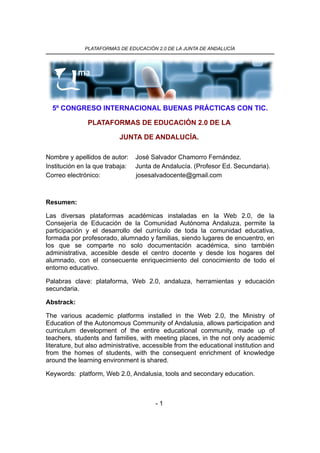 PLATAFORMAS DE EDUCACIÓN 2.0 DE LA JUNTA DE ANDALUCÍA.