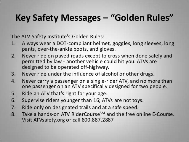 ATV Safety Summit: Consumer Awareness ATV Dealers/Teens ...