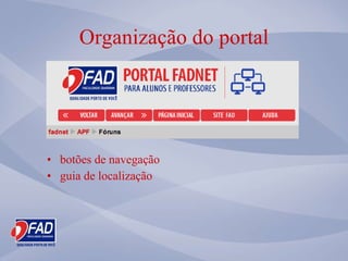 Organiza ção do portal bot ões de navegação guia de localiza ção 