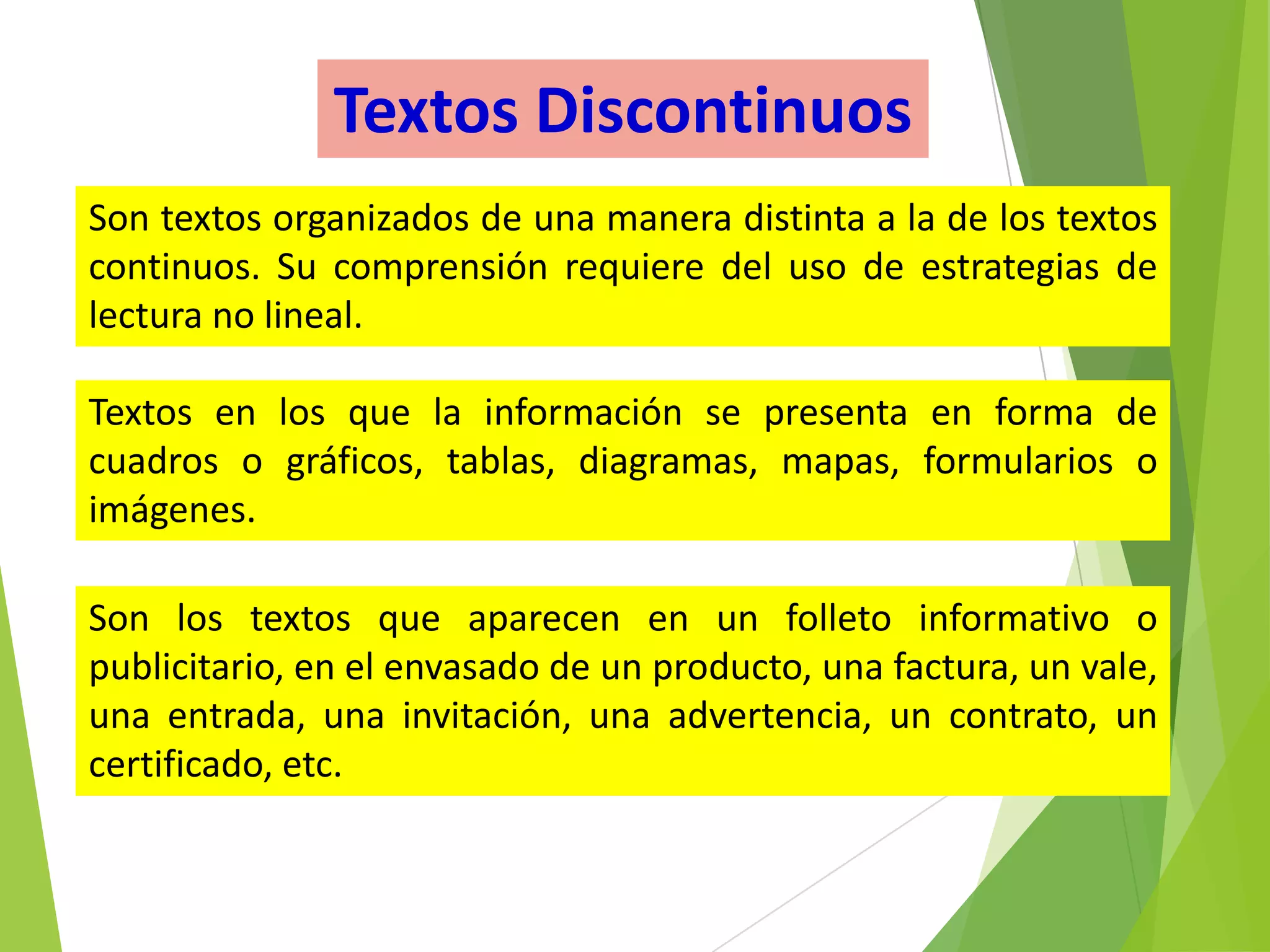 Textos Continuos y Discontinuos | PPTX | Science