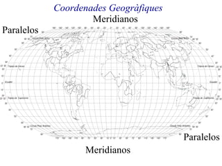 Meridianos
Paralelos
Paralelos
Meridianos
Coordenades Geogràfiques
 