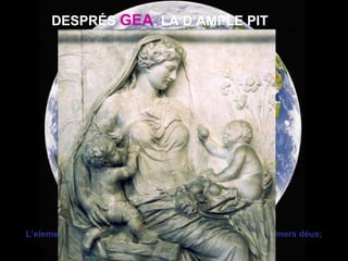 DESPRÉS  GEA , LA D’AMPLE PIT L’element primigeni del qual naixen les races divines, els primers déus;  és la mare-terra, el principi engendrador  