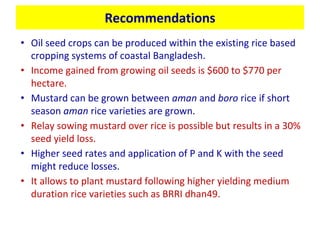 Oilseed crops in rice-based farming systems in southern Bangladesh