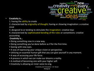 Creativity and Innovation - introduction الإبداع والابتكار - مقدمة | PDF