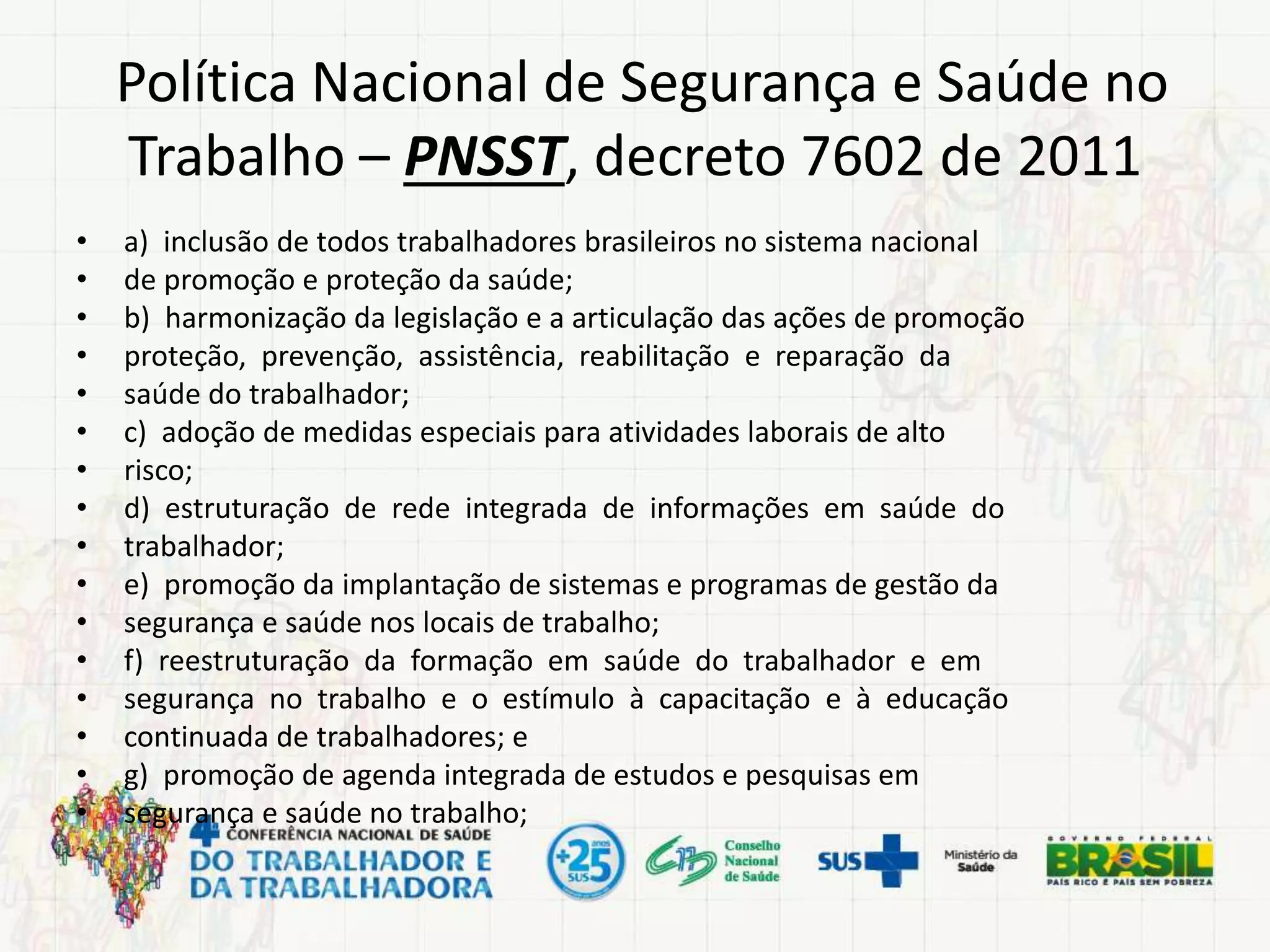 Política Nacional de Saúde do Trabalhador e da Trabalhadora | PPT