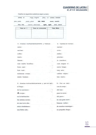 CUADERNO DE LATIN I
3ª, 4º Y 5º DECLINACIÓN
 