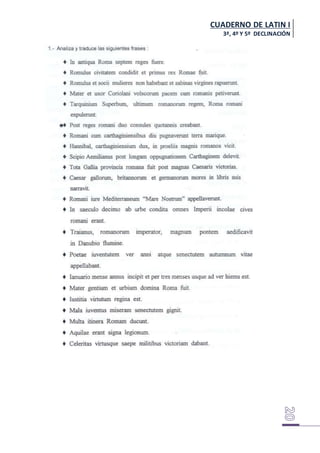 CUADERNO DE LATIN I
3ª, 4º Y 5º DECLINACIÓN
 