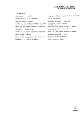 CUADERNO DE LATIN I
3ª, 4º Y 5º DECLINACIÓN
 