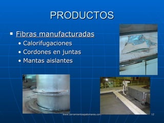 PRODUCTOS Fibras manufacturadas Calorifugaciones Cordones en juntas Mantas aislantes 