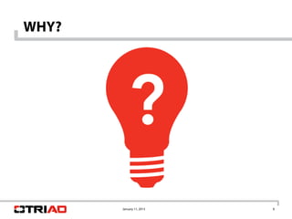 WHY?




       January 11, 2013   8
 