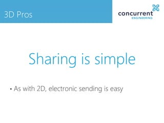 • As with 2D, electronic sending is easy
3D Pros
Sharing is simple
 