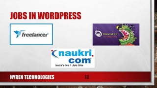 JOBS IN WORDPRESS
HYREN TECHNOLOGIES 18
 