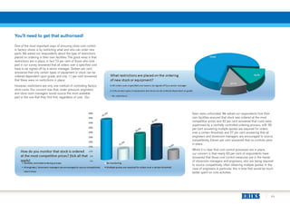 11
You’ll need to get that authorised!
One of the most important ways of ensuring close cost control
in factory stores is by restricting what and who can order new
parts. We asked our respondents about the type of restrictions
placed on ordering in their own facilities. The good news is that
restrictions are in place, in fact 73 per cent of those who took
part in our survey answered that all orders over a specified cost
have to be signed off by a senior manager. Sixteen per cent
answered that only certain types of equipment or stock can be
ordered dependent upon grade, and only 11 per cent answered
that there were no restrictions in place.
However, restrictions are only one method of controlling factory
store costs. Our concern was that, under pressure, engineers
and store room managers would source the most available
part or the one that they find first, regardless of cost. Our
fears were unfounded. We asked our respondents how their
own facilities ensured that stock was ordered at the most
competitive prices and 42 per cent answered that costs were
supervised by a centrally controlled ordering process, with 36
per cent answering multiple quotes are required for orders
over a certain threshold, and 27 per cent answering that all
engineers and storeroom managers are encouraged to source
competitively. Eleven per cent answered that no controls were
in place.
Whilst it is clear that cost control processes are in place,
our concern is that nearly 63 per cent of respondents have
answered that those cost control measures are in the hands
of storeroom managers and engineers, who are being required
to source competitively, often obtaining multiple quotes. In the
case of engineers in particular, this is time that would be much
better spent on core activities.
 