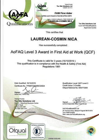 First Aid Level 3 with Card